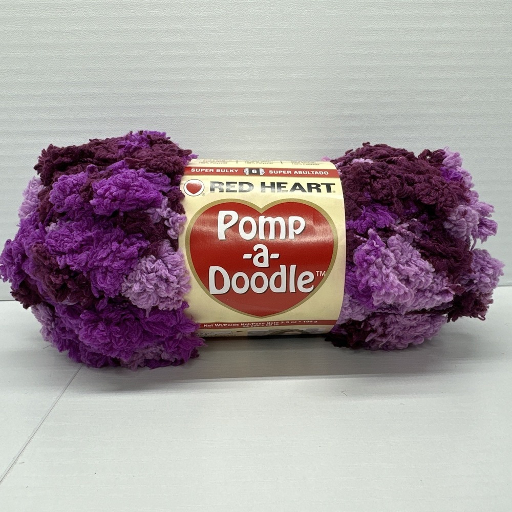 Red Heart Pomp A Doodle Yarn Plush Plum 54 Yards Super Bulky 6‎